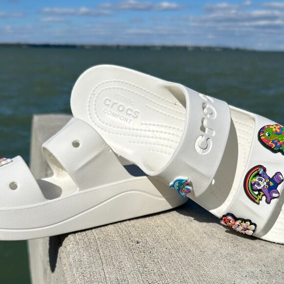 Crocs Baya Platform Slide Sandal Women Sz 10 - Picture 1 of 7